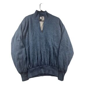 Footjoy 1/4 Zip Wool Pullover Sweater‎ Mens Small Blue Lined Windshirt Jacket